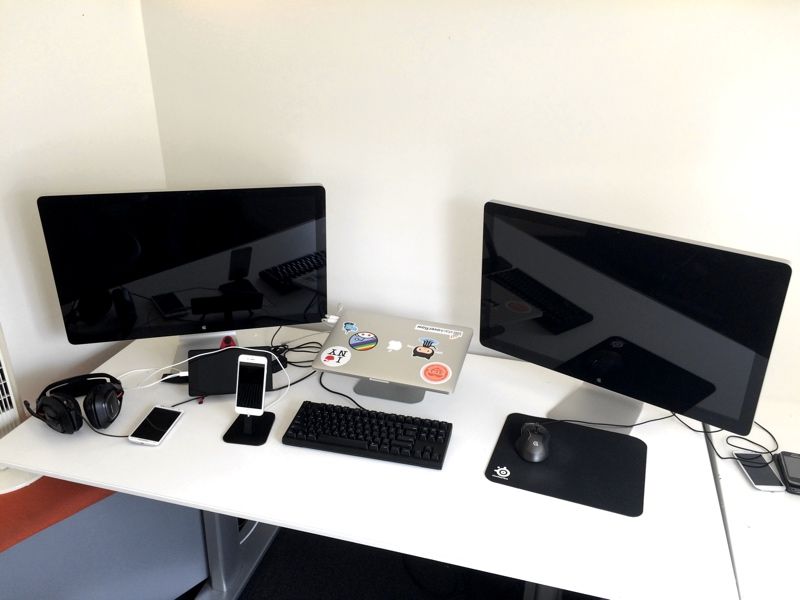 A mobile developer's desk at Stack Exchange