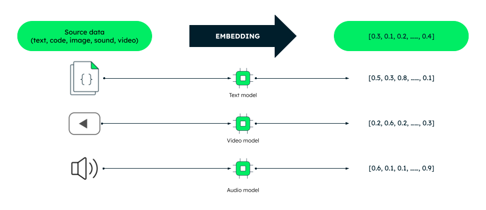 Transforming a token of natural language to a vector embedding.