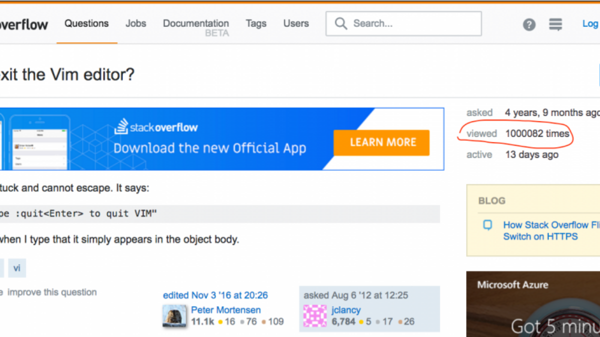 Stack Overflow: Helping One Million Developers Exit Vim - Stack Overflow