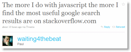 The more I do with javascript the more I find the most useful google search results are on stackoverflow.com