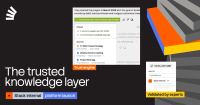 Stack Internal product screenshot demonstrating a 'trusted knowledge layer' through UI 