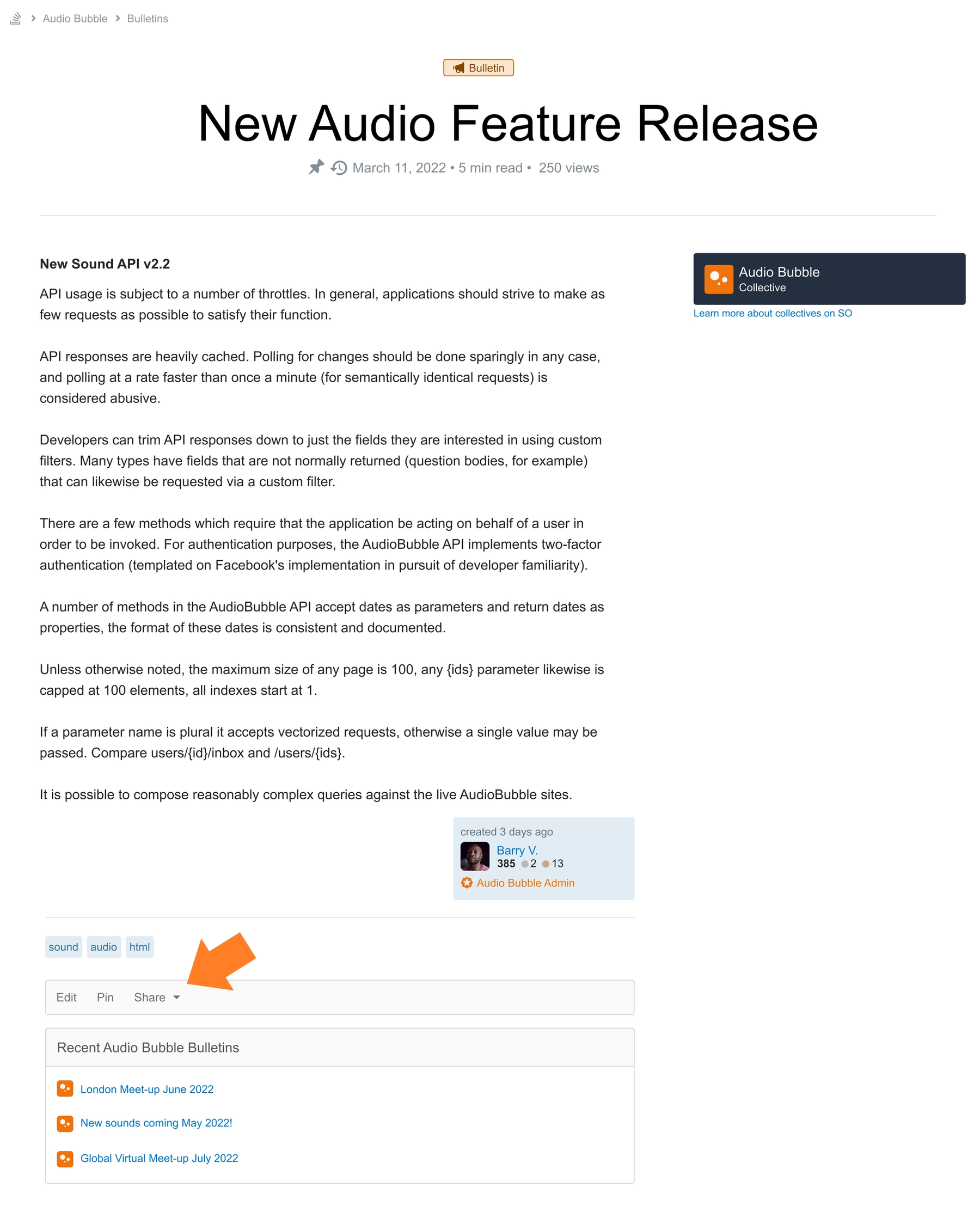 How to create and manage Bulletins Stack Overflow