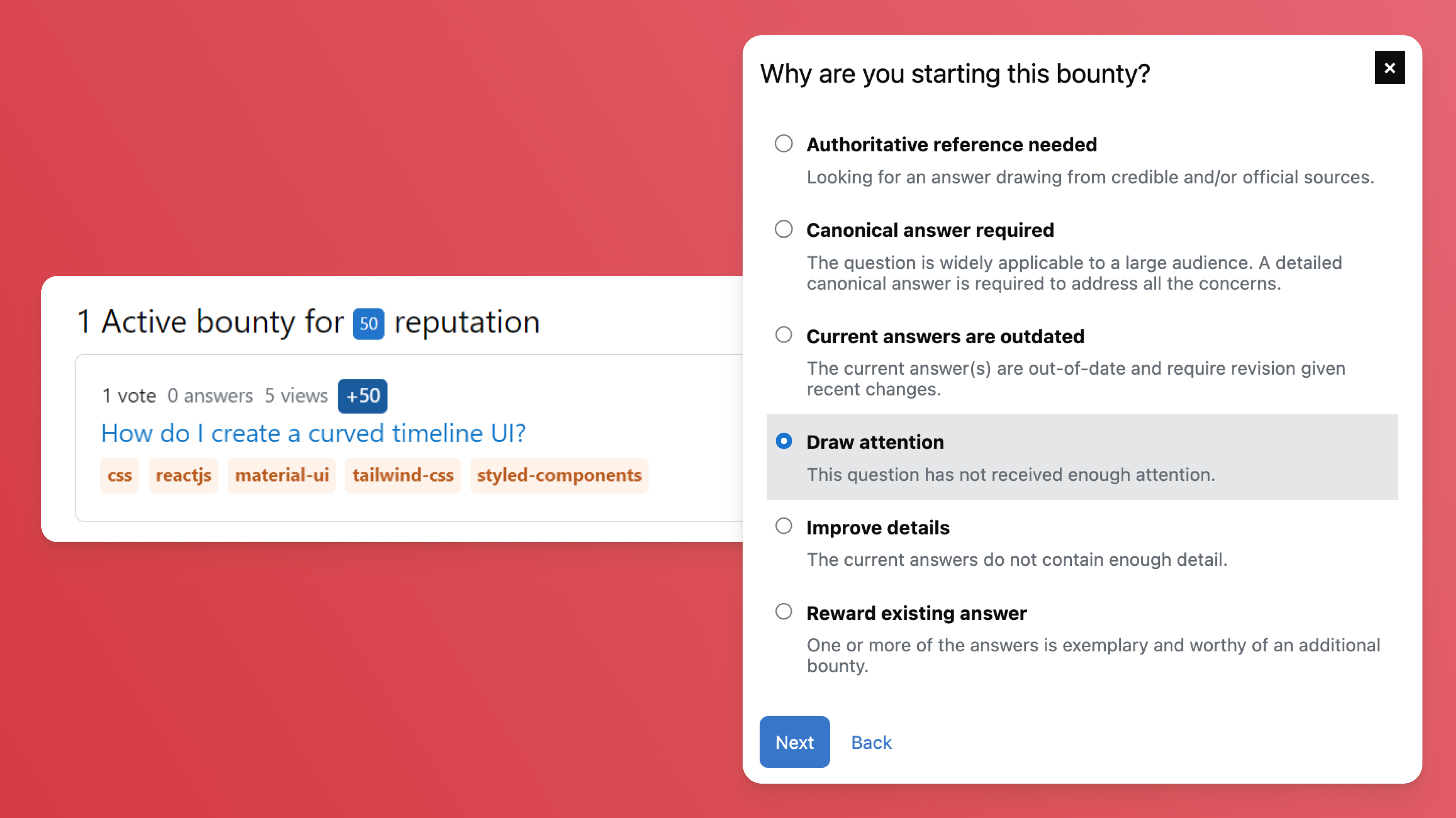 Set flexible bounties that don't require personal reputation