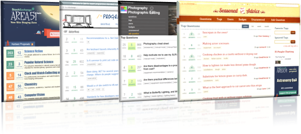 Screenshots of some new Stack Exchange sites