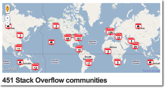 Map of Stack Overflow Meetup Communities