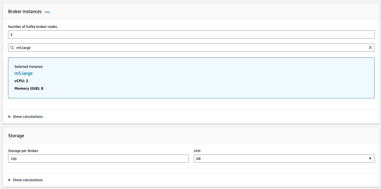 A screenshot of AWS MSK calculation factors.